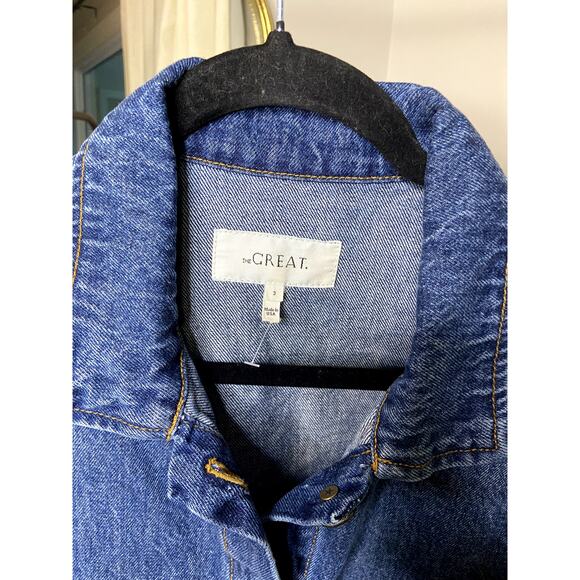 The Great The Blouson Sleeve Chore Denim Jean Jacket size L large - Picture 3 of 6